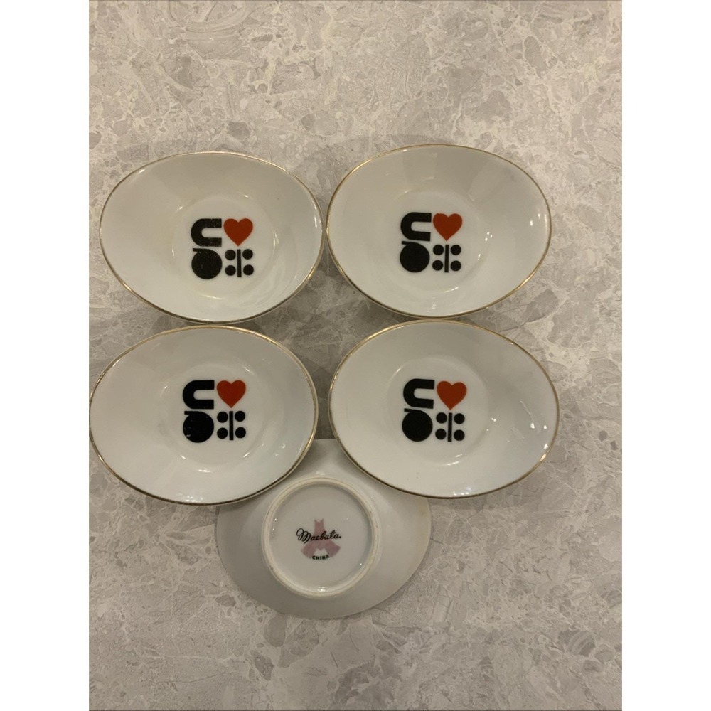 Vintage‎ Maebata Japan Pop Art MCM Porcelain Trinket Dish Soy Plate Set of 5